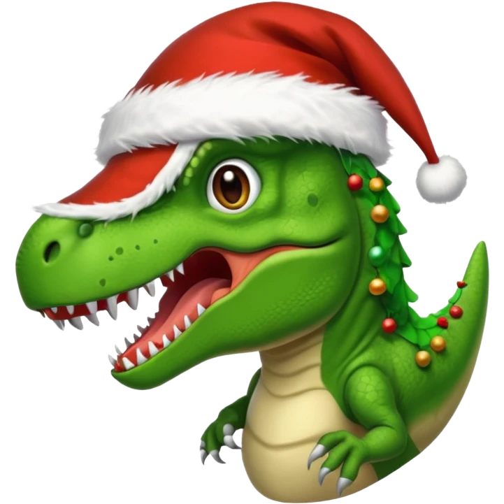 T-Rex with a Santa hat emoji