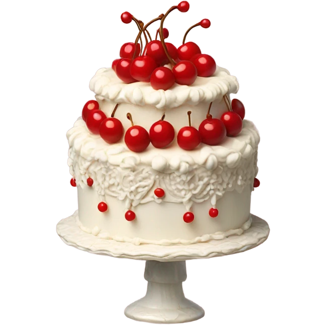 Vintage piped cake with cherries on top  emoji