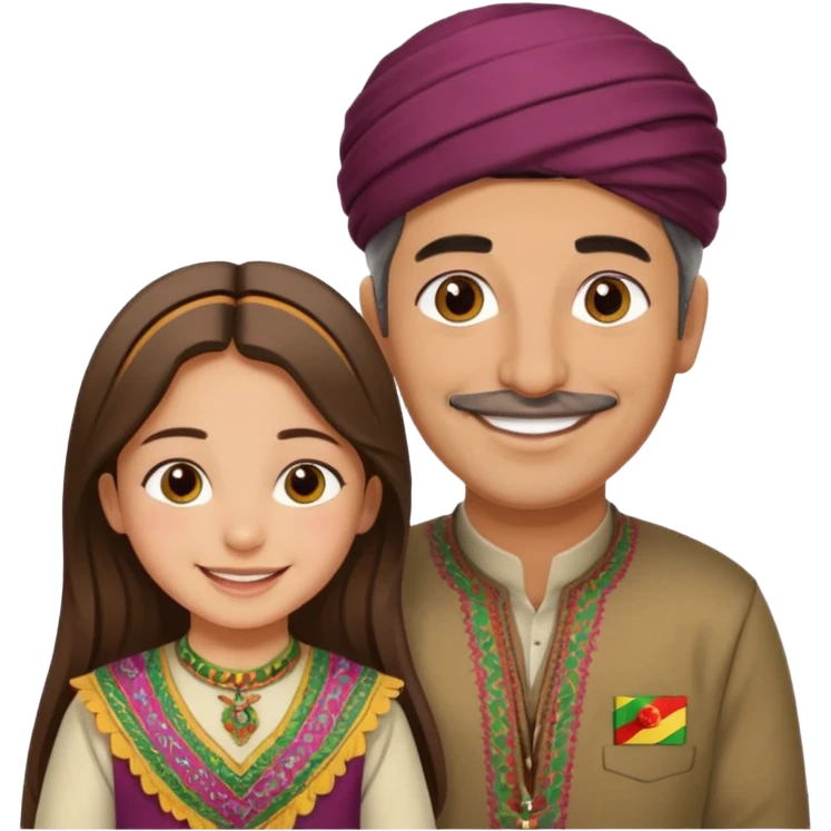 دختر وباباش باهم با لباس کردی emoji