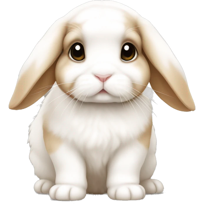 Cute baby white and tan holland lop emoji