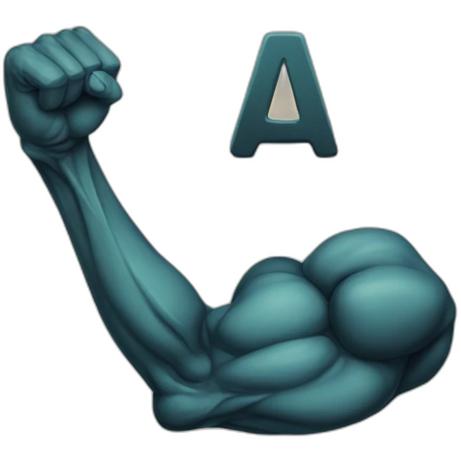 Arm flexing with letter alpha tattoo emoji