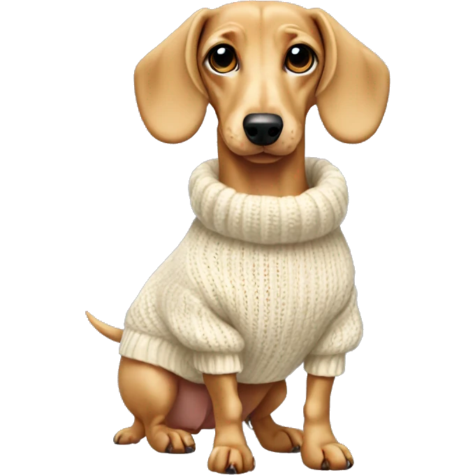 cream dachshund in sweater full body emoji