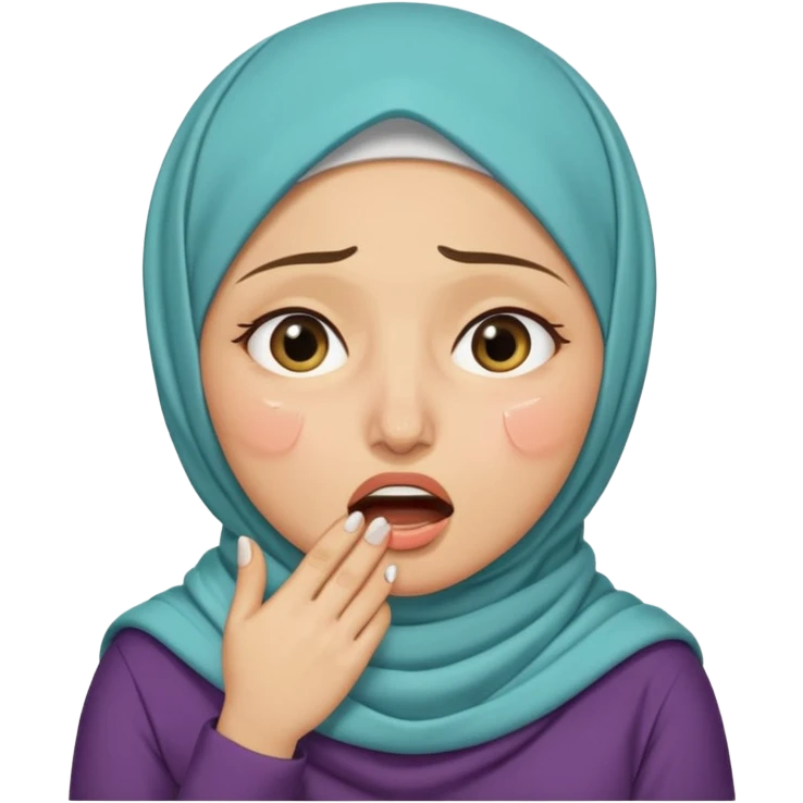 A light hijabi woman choking herself out of frustration but she's nonchalant  emoji