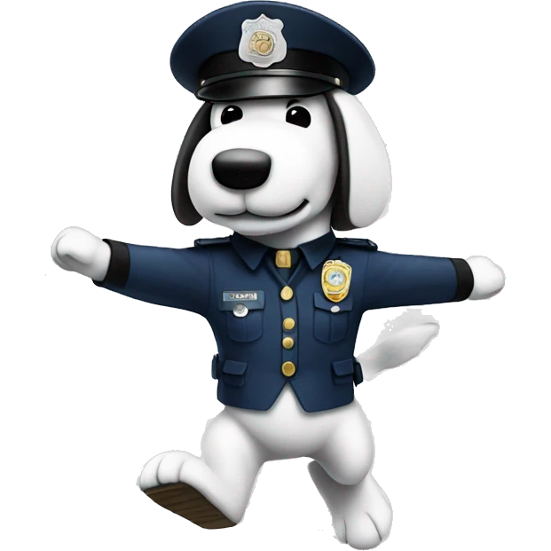 Snoopy jumping wearing a police uniform  emoji