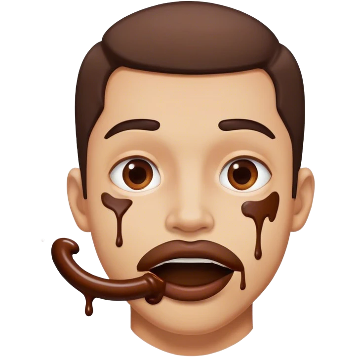 man with chocolate stain around mouth emoji