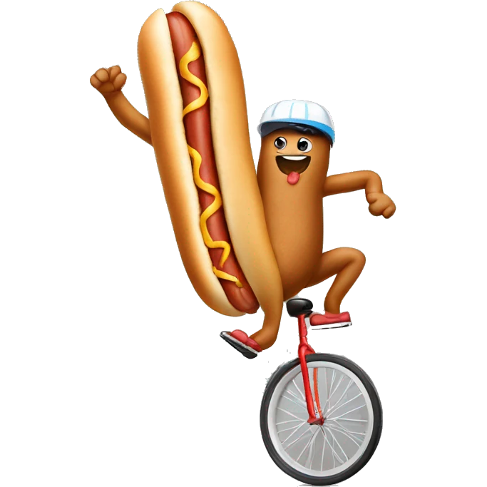 hot dog riding a unicycle  emoji