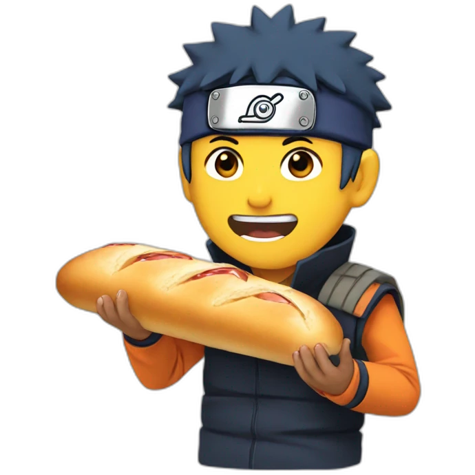 Naruto eating a baguette emoji