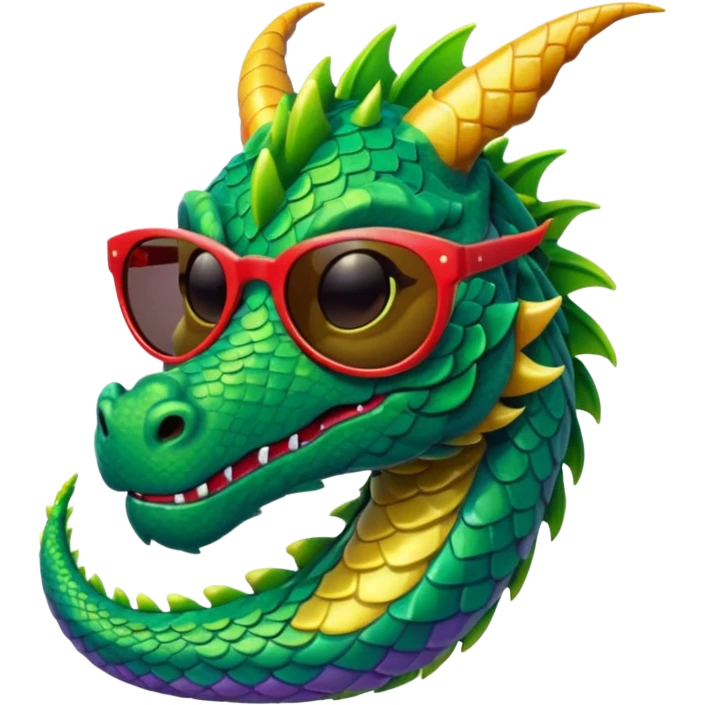 colorful dragon wearing sunglasses emoji
