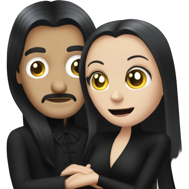 Morticia and Gómez Addams hugging emoji