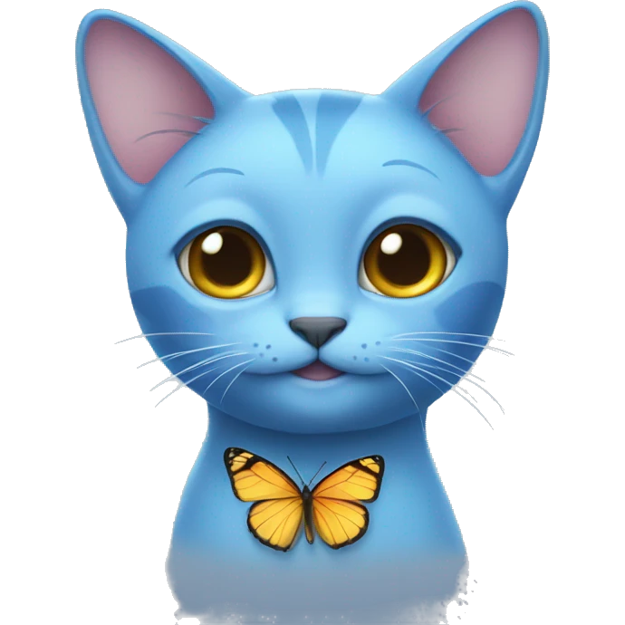 Blue cat with butterfly wings emoji