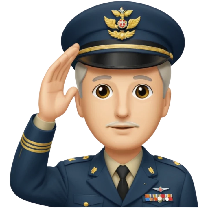 Charles de Gaulle emoji saluting, wearing military uniform and kepi hat emoji