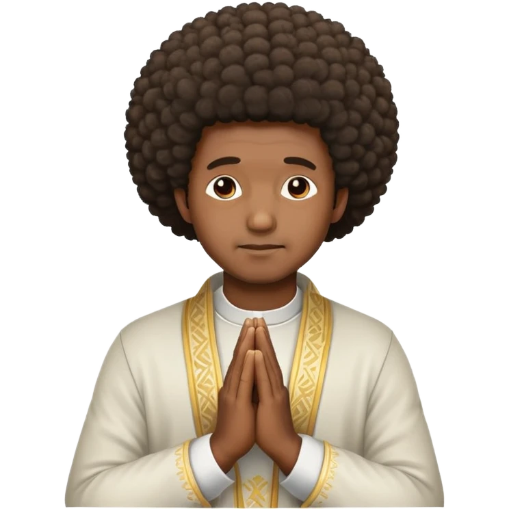 Middle-age African man with Afro praying hands emoji