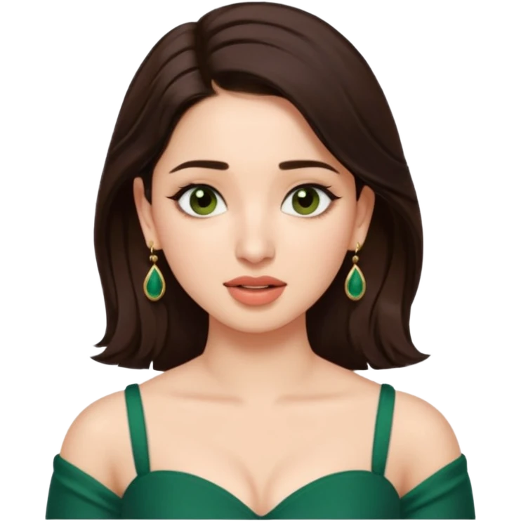 pretty bratz genmoji that looks like tamannah bhatia (bollywood actress), wearing a dark green sweetheart neckline top, dark brown hair, light makeup, no necklace, dangly earrings, side hair part, fair. dark brown eyes


Show her coughing emoji