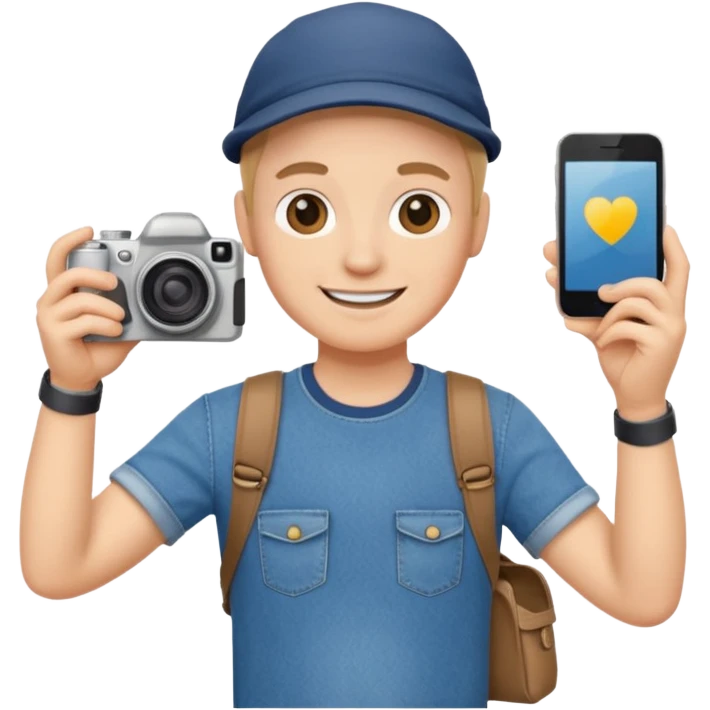 a tourist in europe holding a camera not wearing khaki emoji