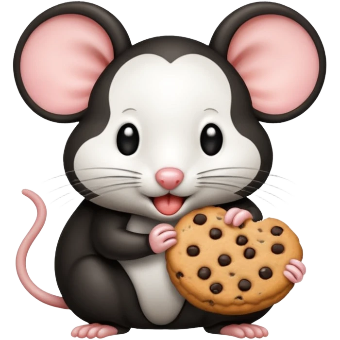 black mouse eating cookie emoji