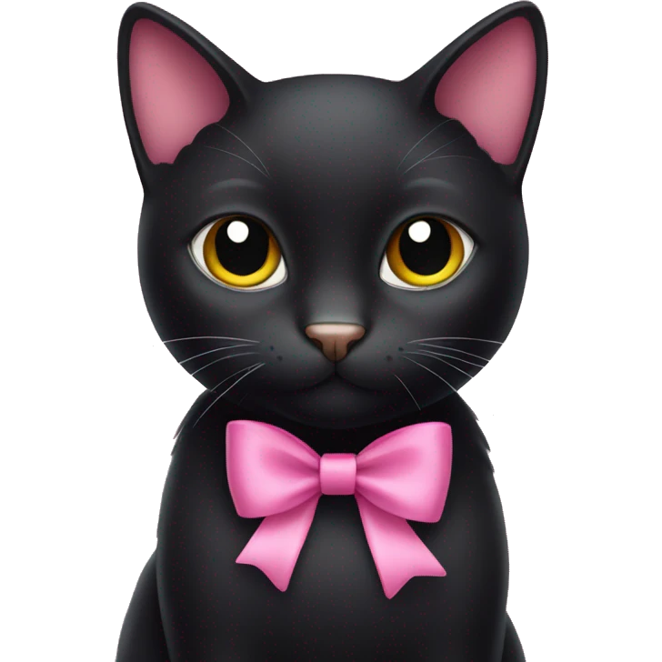 A black cat with a pink bow emoji