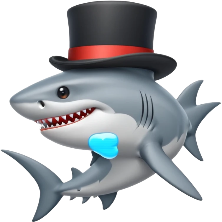 Shark with a top hat emoji