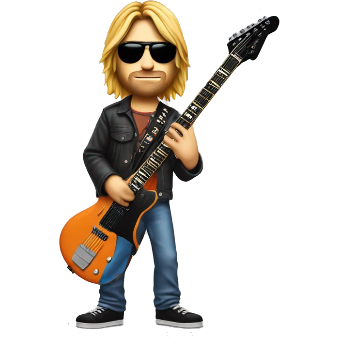 Kurt Cobain is holding an electric guitar, which is a headshot, but it would be nice to have an electric guitar, which is Fanta branded emoji