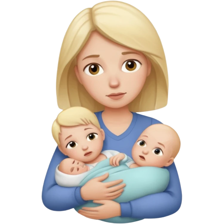 exhausted lady with baby emoji