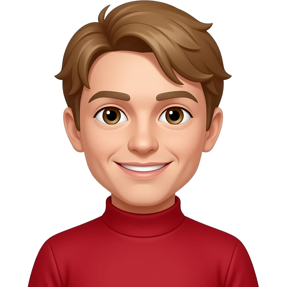 Murray Wiggle from The Wiggles with brown eyes, light brown hair, red skivvy turtleneck shirt emoji