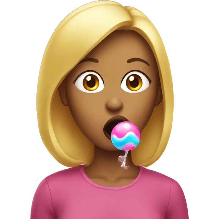 woman blowing a bubblegum bubble emoji