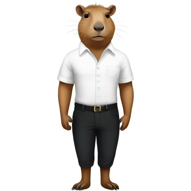 Capybara black pants white shirt emoji