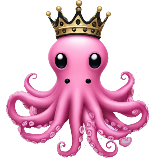 Pink octopus with black crown emoji