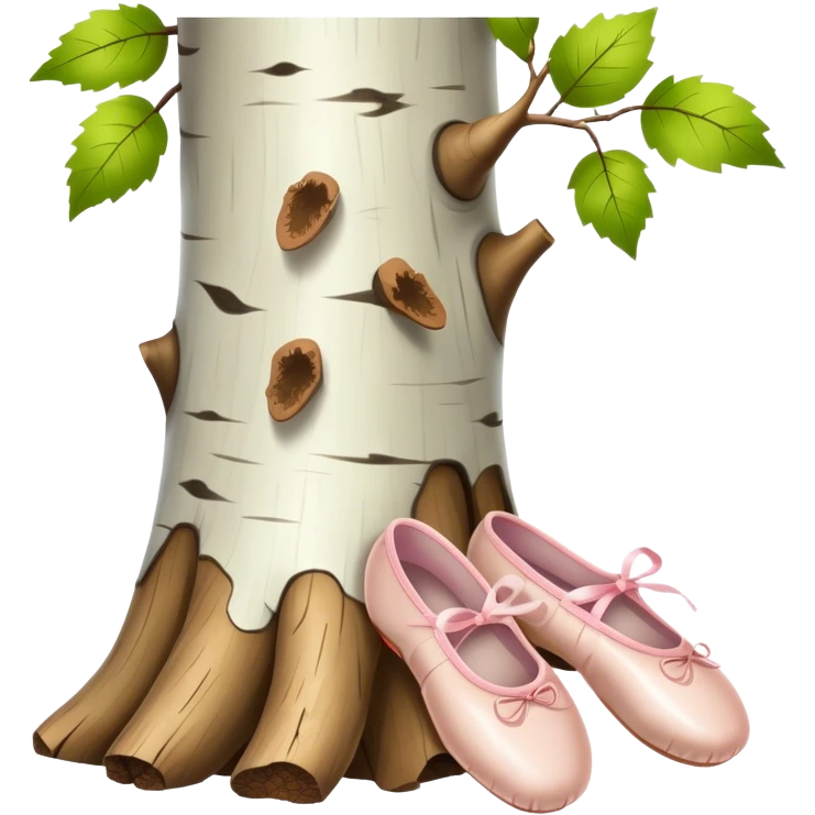 Birkenstamm mit Ballettschuhen  emoji