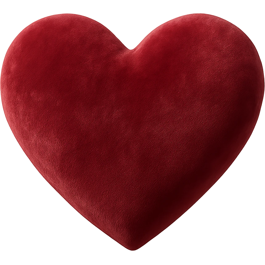 heart with a soft velvet pillow texture emoji
