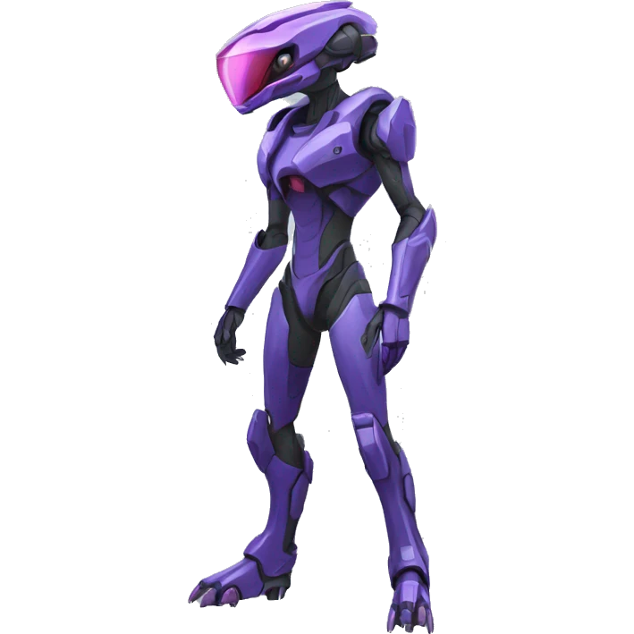 a XLR8-Genesect-Raptor-Fakémon—hybrid with a futuristic visor-helmet full body emoji