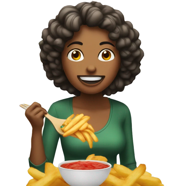 Mujer comiendo papitas fritas emoji