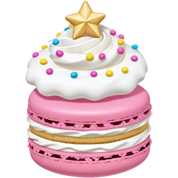 macaron with whipped cream on top and star sprinkles emoji