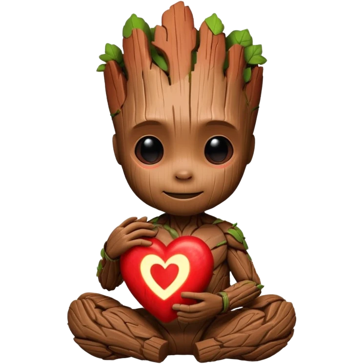 baby-groot with a hearth emoji