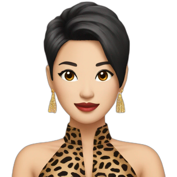 thai female singer in leopard costume short hairstyle emoji