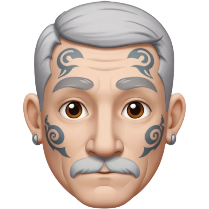 white-gray haired heavy tattooed big nose emoji