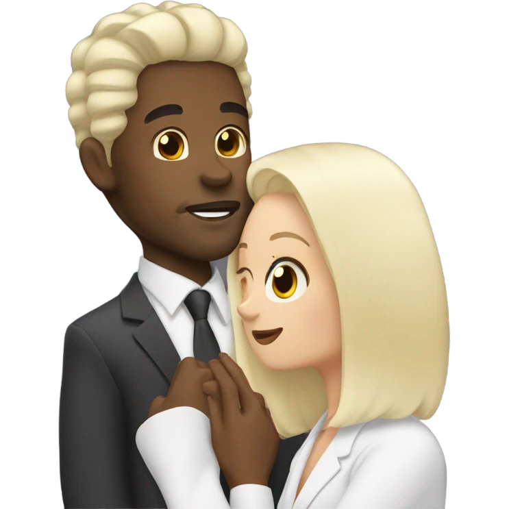 Black man with hair kiss white blonde woman  emoji