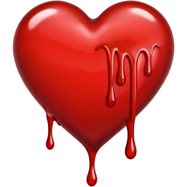 heart with liquid blood effect, dripping slightly, shiny and bold emoji