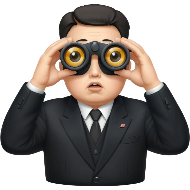 Kim Jong Un staring through binoculars with angry expression  emoji