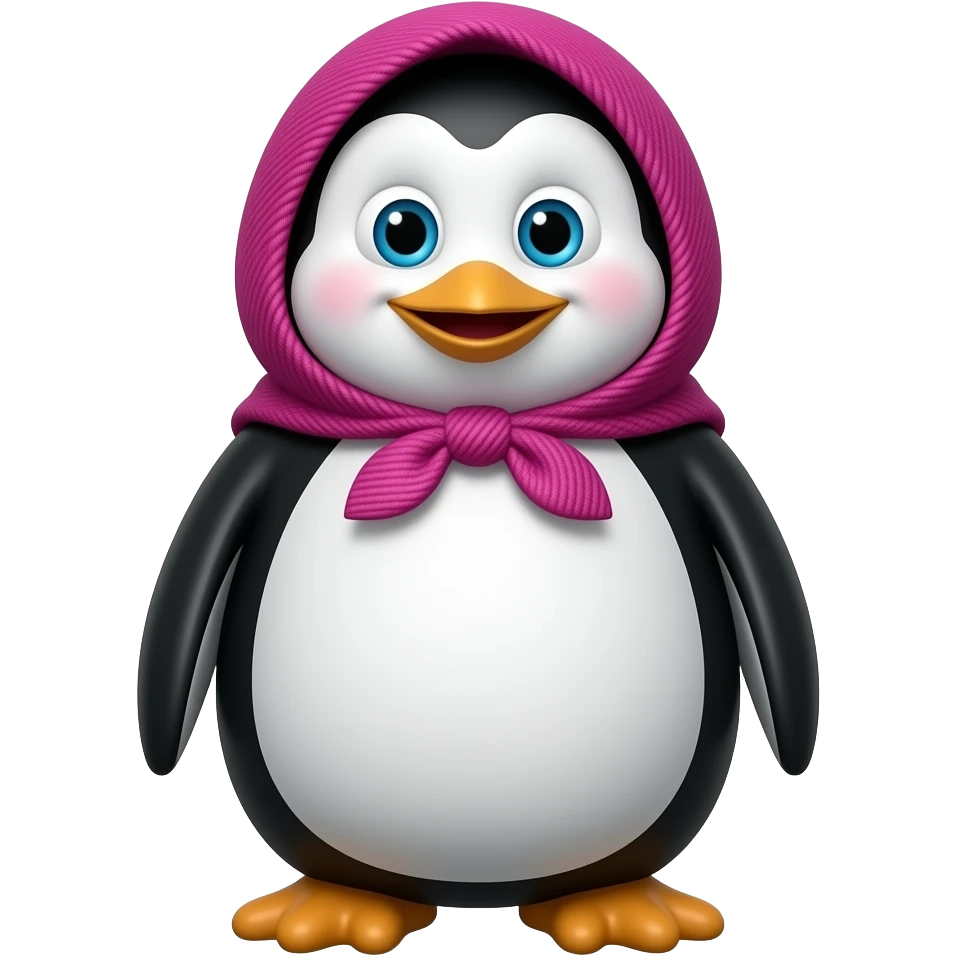 Create a penguin character inspired by Masha and the Bear in a flocked toys style with a transparent background. emoji