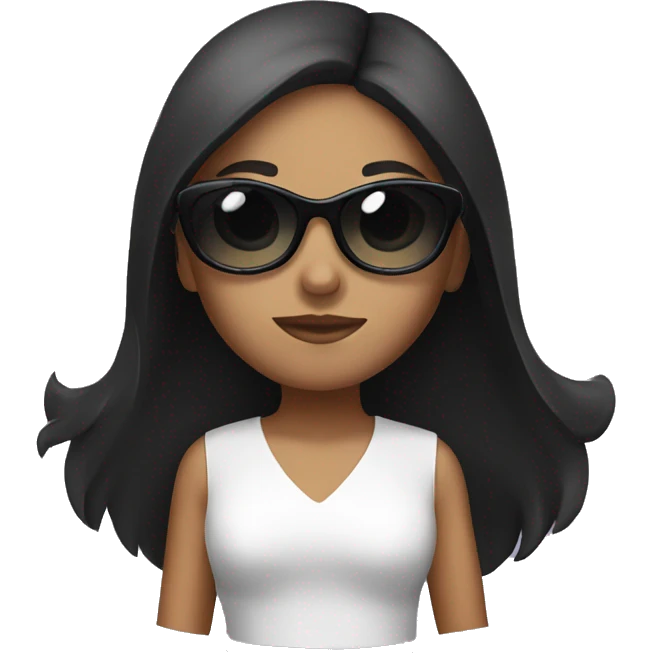 dark haired girl with sunglasses on her head emoji