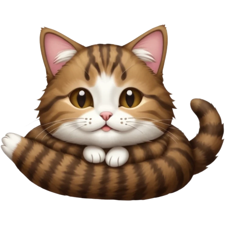 dark brown tabby and white cat in funny positions upside down with eyes closed emoji