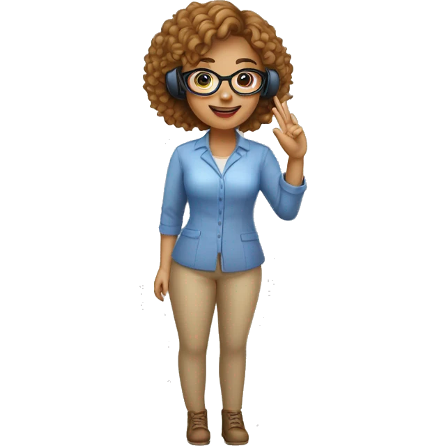 call center girl with glasses, raising her hand to say goodbye, light skin emoji