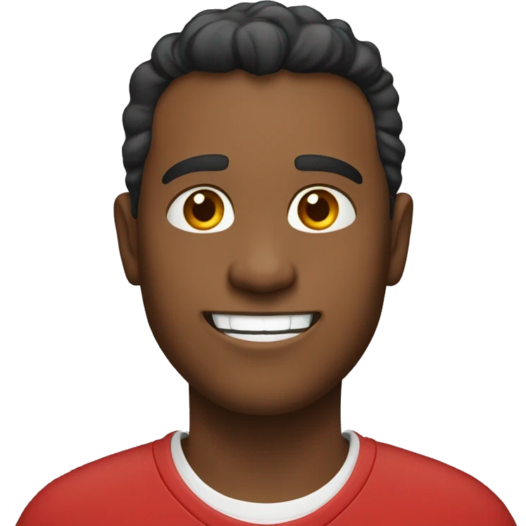 smiling solo in red shirt with white letters emoji