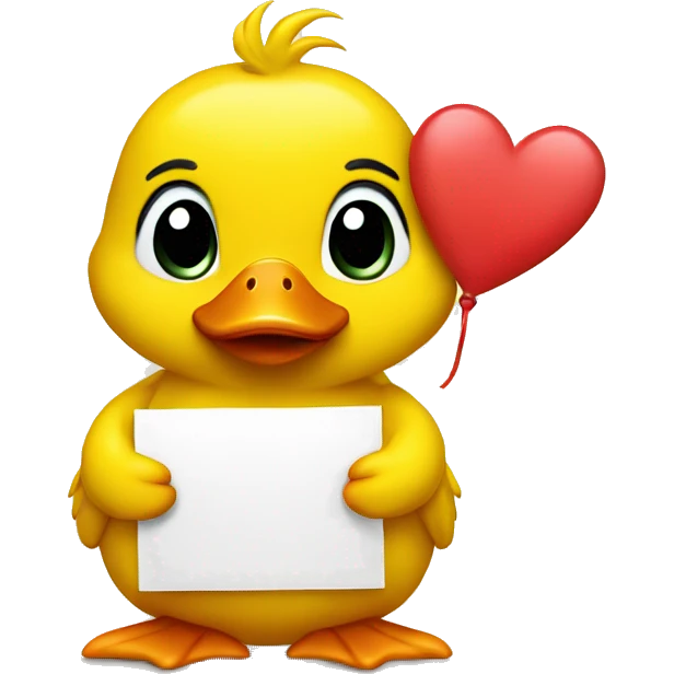 Yellow cute Duck holding love you sign emoji