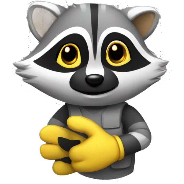 raccoon in yellow gloves emoji