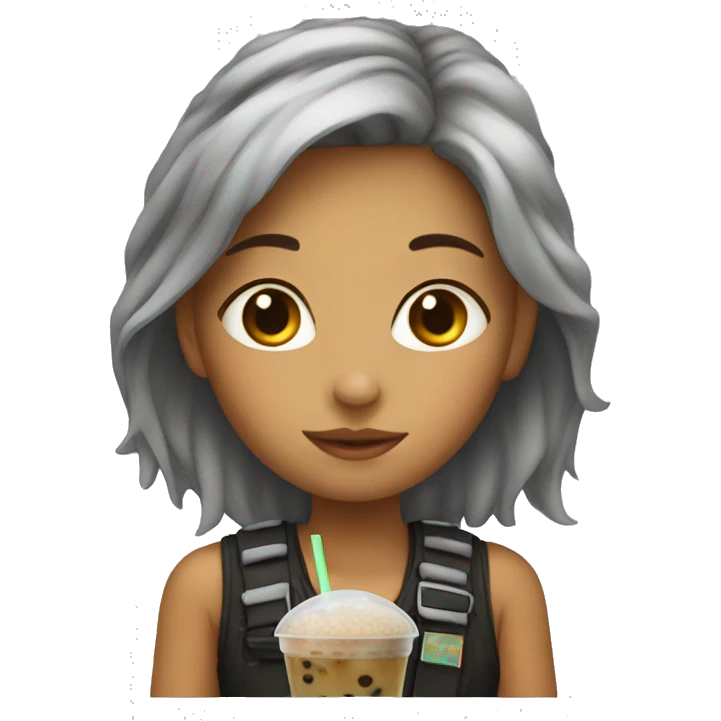 Girl with boba emoji