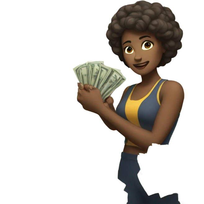 Woman flexing money emoji