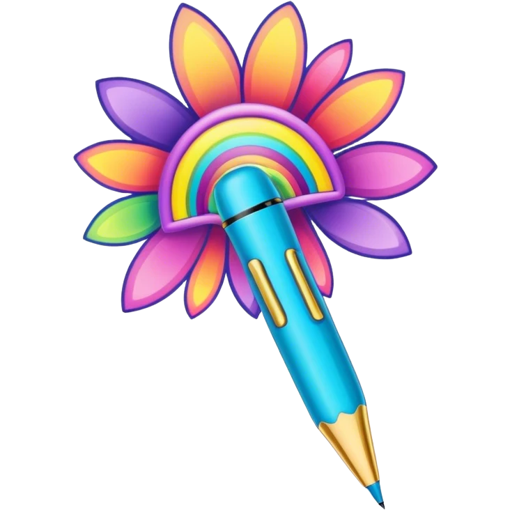3D, psychedelic colored pen, hippie style emoji