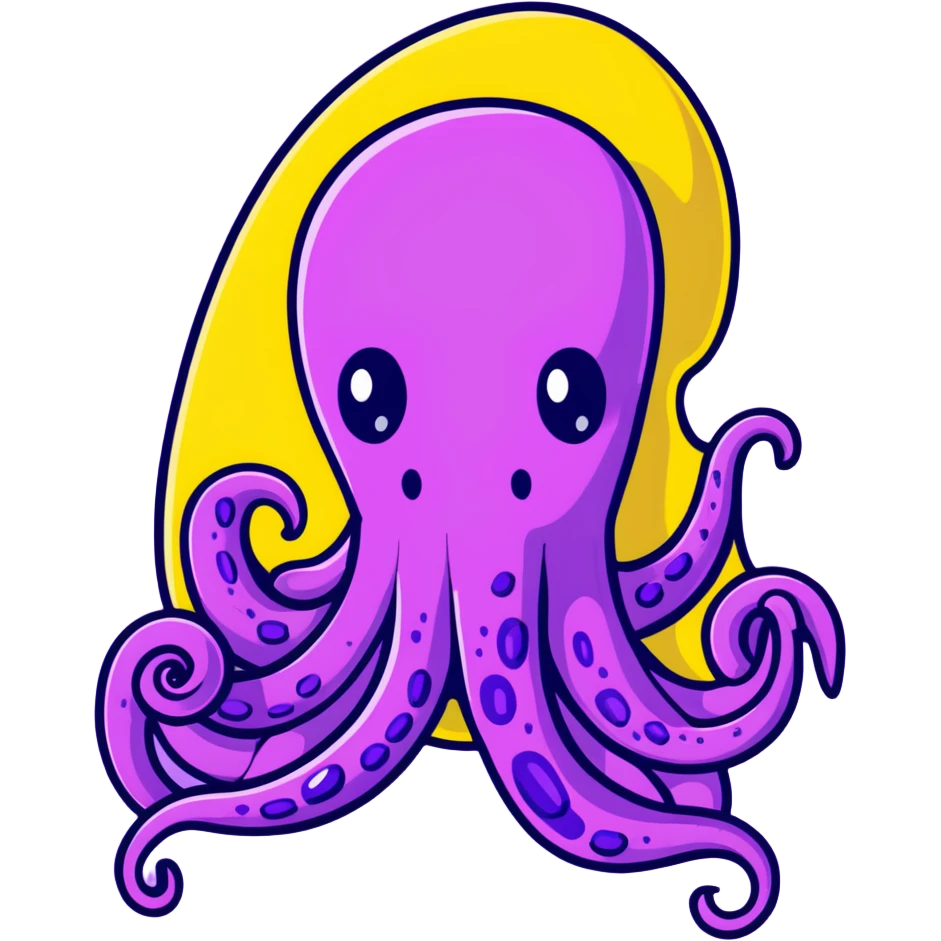 A purple squid with ink spray emoji