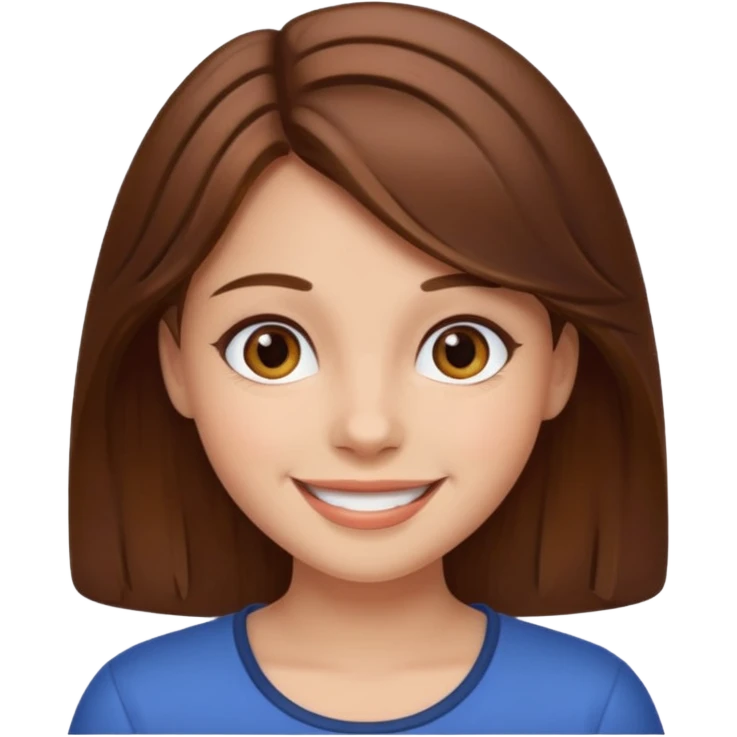 girl with brown hair, smiling emoji